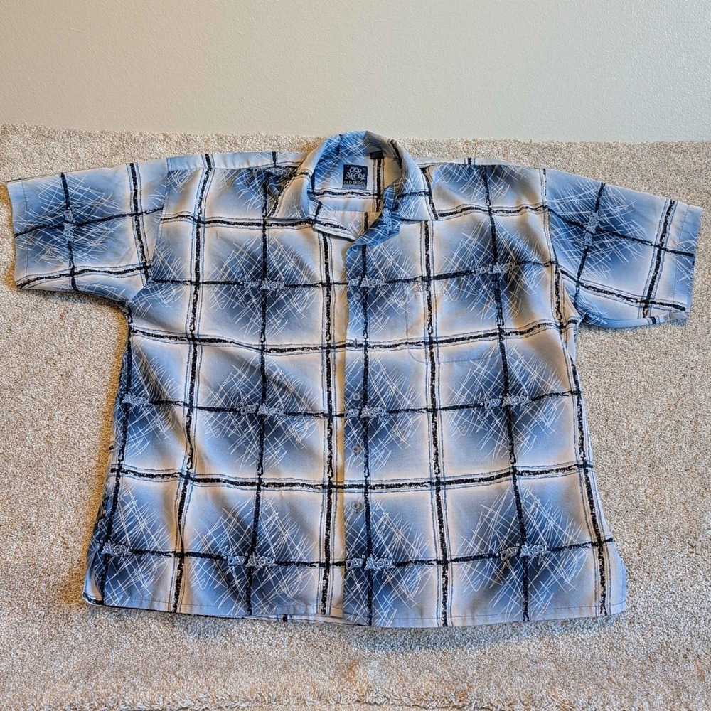 Y2K‎ Old Skool Clothing Co Mens 3XL Button Up Shirt Graphic Short Sleeve